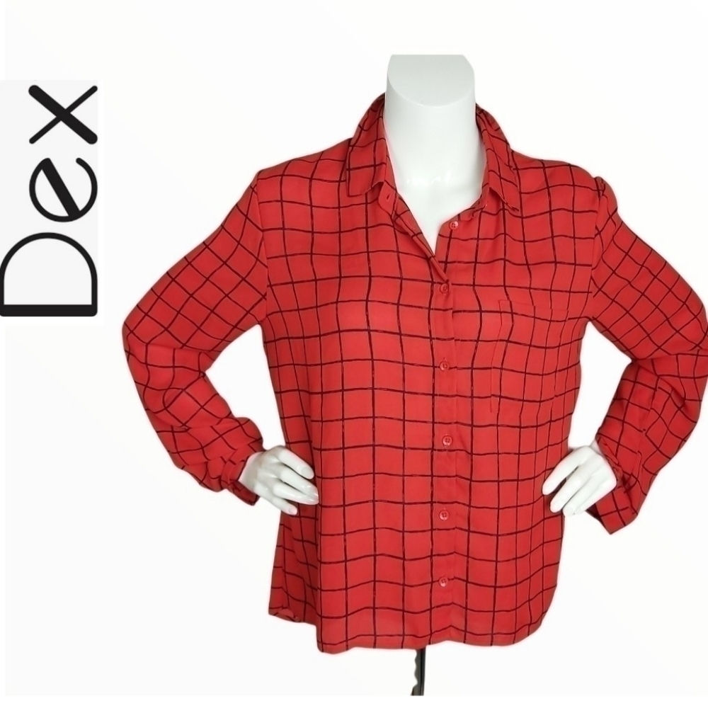 𝅺DEX Plaid Button down shirt‎